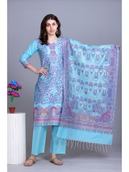 Kidar - Blue Woven Kurta Set with Dupatta