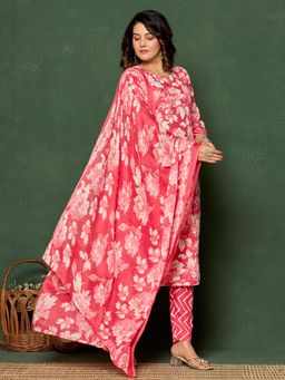 MEENA BAZAAR - Pink Printed Cotton Kurta Set