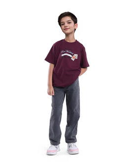 RARE ONES - Kids Lea Grey Cotton Solid Wide Leg Fit Jeans