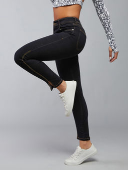 DOLCE CRUDO - Women's Black Skinny High Rise Stretchable Denim Jeans