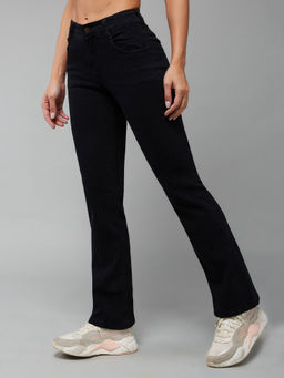 DOLCE CRUDO - Women's Black Od Bootcut Mid Rise Stretchable Denim Jeans