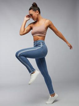 DOLCE CRUDO - Women Blue Skinny High Rise Fringe and Silky Cropped Denim Jeans