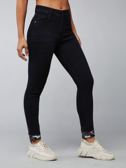 DOLCE CRUDO - Women Black High Rise Slim Fit Regular Length Stretchable Denim Jeans