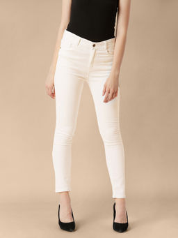Miss Chase - Women's White Skinny High Rise Regular Length Stretchable Denim Jeans