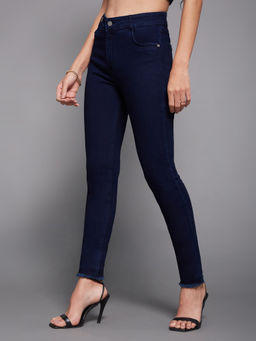 Miss Chase - Women Navy Blue Skinny Fit Mid Rise Regular Stretchable Jeans