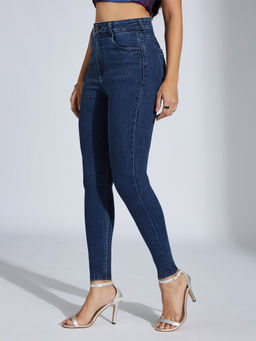 Miss Chase - Women Blue Skinny-Fit High-Rise Cropped Stretchable Jeans