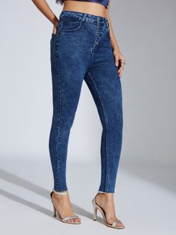 Miss Chase - Women Blue Skinny-Fit High-Rise Regular-Length Stretchable Jeans