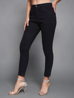 Miss Chase - Women Skinny High Rise Clean Look Cropped Stretchable Jeans