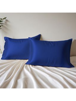 Layers - Micro Satin Silk Navy Blue Pillow Covers - Pack of 2