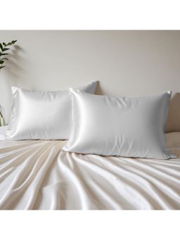 Layers - Micro Satin Silk Pearl White Pillow Covers - Pack of 2