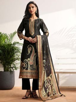 Libas - Printed Silk Blend Straight Kurta With Pant & Dupatta