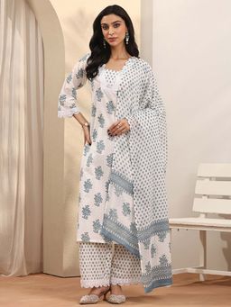 Libas - Printed Cotton Blend Straight Kurta With Pant & Dupatta