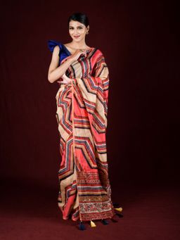 EXCLUSIVA - Multicolor Cotton Silk Print Leheriya Print Sequin Work with Unstitched Blouse