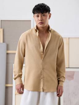 The Souled Store - Tencel Sandstone Men Solid Shirts