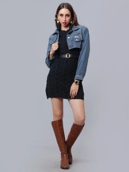 ANNY - Denim Crop Jacket - Blue
