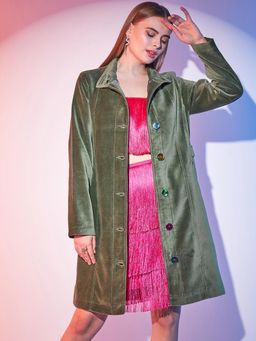 STREET 9 - Winter Velvet Coat - Green