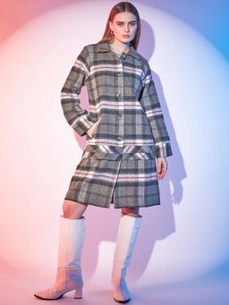 STREET 9 - Winter Checked Coat - Grey