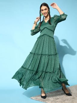 STREET 9 - Frill Maxi Dress - Green