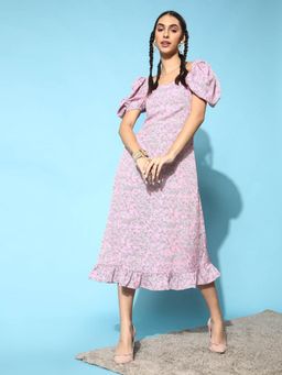 STREET 9 - Slit Printed Dress - Pink