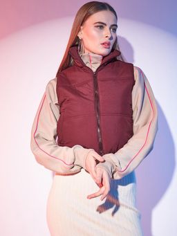 STREET 9 - Crop puffer jacket - Maroon