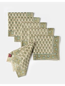 Fabindia - Green Gulnaz Printed Cotton Napkins (Pack of 6)