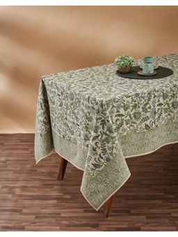 Fabindia - Green Gulnaz Printed Cotton Table Cover (6 Seater)