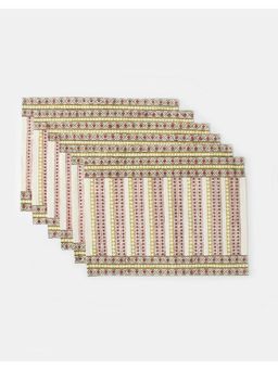 Fabindia - Pink Parul Printed Cotton Table Mats (Pack of 6)