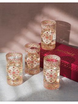Fabindia - Transparent Rukmani Decal Glasses (Pack of 4)