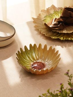 Pure Home + Living - Green Flower Shaped Glass Serving Bowl