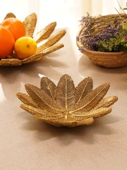 Pure Home + Living - Antique Gold Polyresin Leaf Bowl