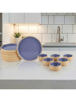 BlackCarrot - 12 Piece Beige Bone China Ceramic Dinner Set