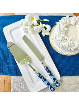 Faaya Gifting - Navy Blue Brittany Blue Cake Server & Knife