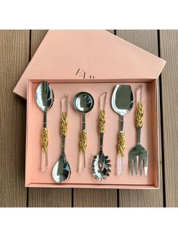 Faaya Gifting - Serving Spoons Set Of 6 - Acrylic Gold