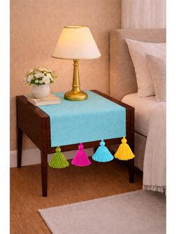 THROW PILLOW - Turquoise Blue Tassels Table Runner