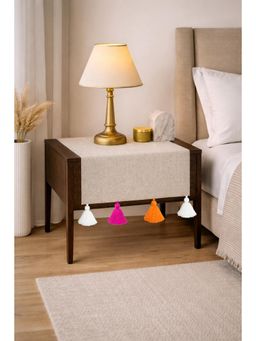 THROW PILLOW - Neutral Beige Multi-Color Tassels Table Runner