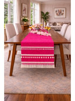 THROW PILLOW - Pink Tassels & Kowri Table Runner