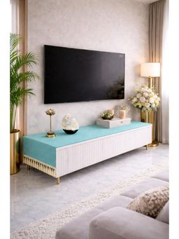 THROW PILLOW - Turquoise Blue Fringe TV Unit Runner