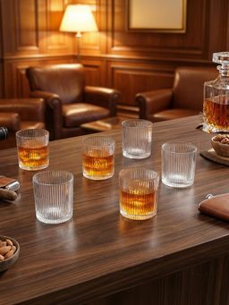 Trovea's - Transparent The Gilded Line Whiskey Glasses (Pack of 6)