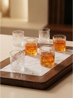 Trovea's - Transparent The Starlight Cut Whiskey Glasses (Pack of 6)
