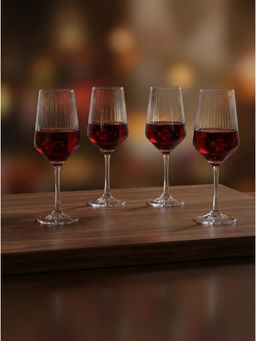 Trovea's - Transparent The Fluted Grace Wine Glasses (Pack of 4)