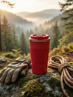 YELONA - Leak-Proof Stainless Steel Cherry Red Coffee Tumbler