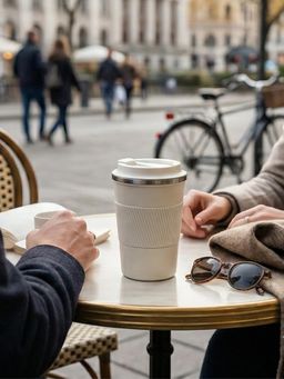 YELONA - Leak-Proof Stainless Steel White Coffee Tumbler