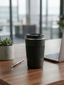 YELONA - Leak-Proof Stainless Steel Charcoal Black Coffee Tumbler