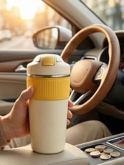 YELONA - Portable Stainless Steel Beige Turmeric Coffee Tumbler