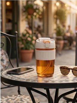 YELONA - Leak-Resistant Glass White Tumbler with Straw