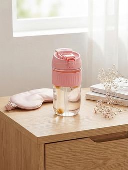YELONA - Leak-Resistant Glass Cherry Pink Tumbler with Straw