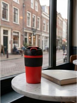 YELONA - Spill-Resistant Cherry Red Coffee Tumbler with Straw