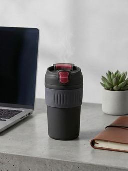 YELONA - Spill-Resistant Black Coffee Tumbler with Straw