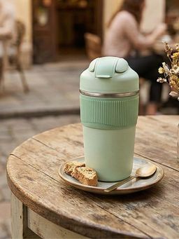 YELONA - Portable Stainless Steel Fern Green Coffee Tumbler