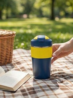 YELONA - Portable Stainless Steel Navy Blue Coffee Tumbler